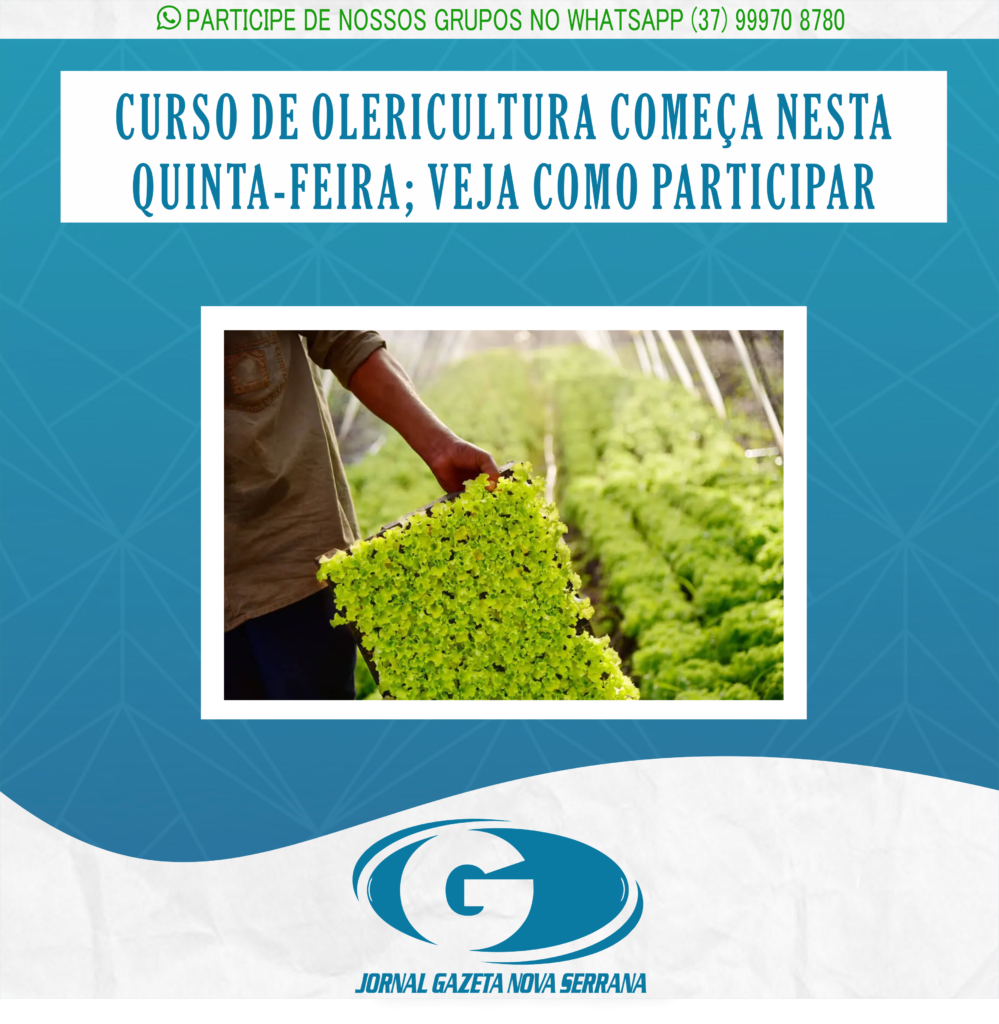 CURSO DE OLERICULTURA COMEÇA NESTA QUINTA-FEIRA; VEJA COMO PARTICIPAR