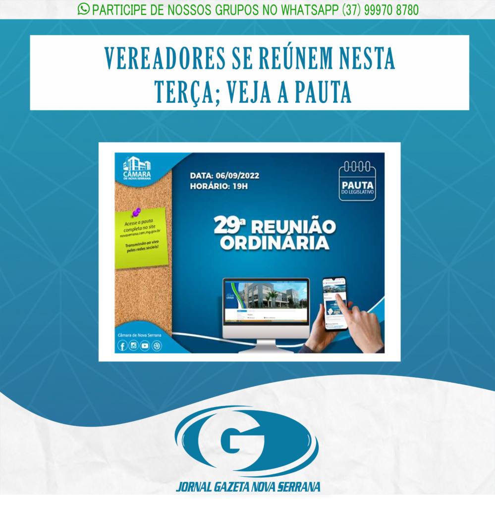 VEREADORES SE REÚNEM NESTA TERÇA; VEJA A PAUTA