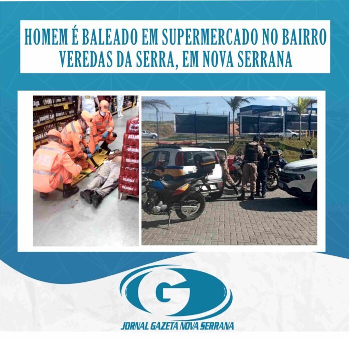 Homem é baleado em supermercado no bairro Veredas da Serra, em Nova Serrana