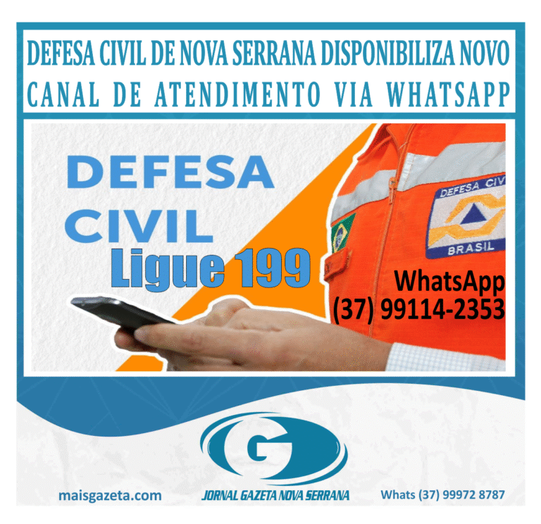 DEFESA CIVIL DE NOVA SERRANA DISPONIBILIZA NOVO CANAL DE ATENDIMENTO VIA WHATSAPP