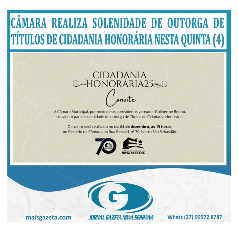 CÂMARA REALIZA SOLENIDADE DE OUTORGA DE TÍTULOS DE CIDADANIA HONORÁRIA NESTA QUINTA (4)