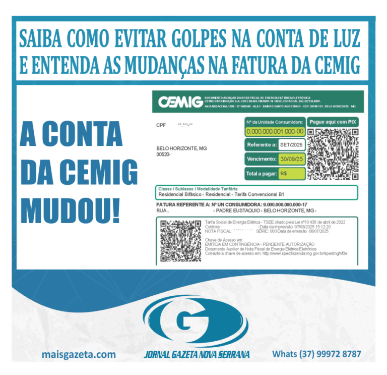 SAIBA COMO EVITAR GOLPES NA CONTA DE LUZ E ENTENDA AS MUDANÇAS NA FATURA DA CEMIG